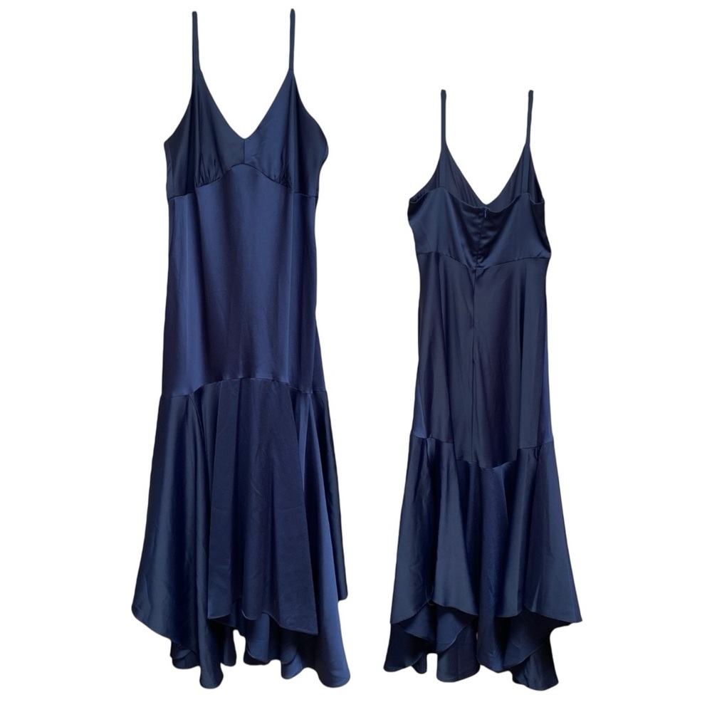 Taylor / Navy Blue Satin Gown / Drop Waist / Flapper 20’s 30’s Inspired / SZ 16